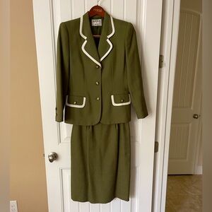 Olive green, size 10, structured suit